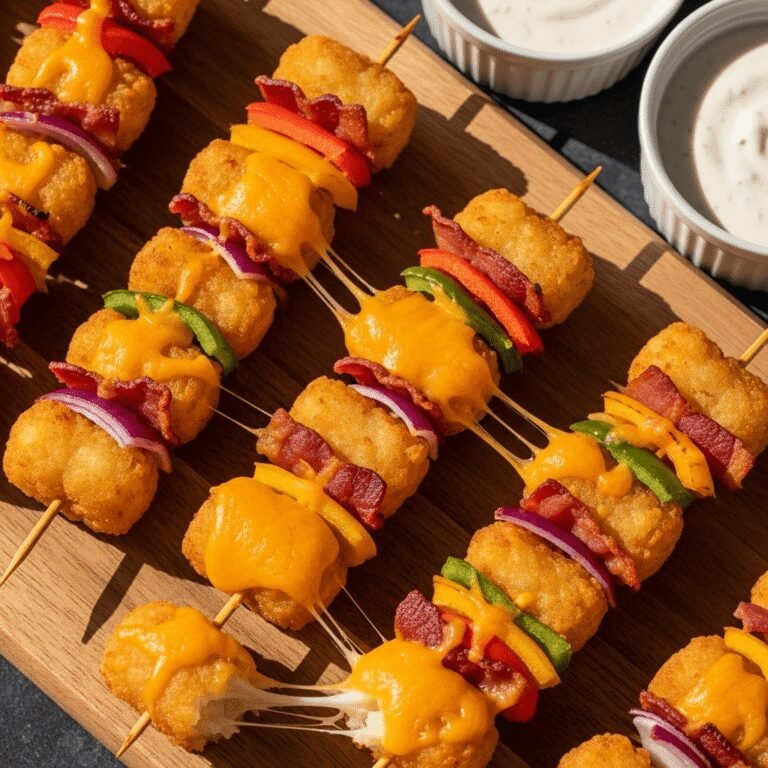 Loaded Tater Tot Skewers Recipe (The Ultimate Party Appetizer!)