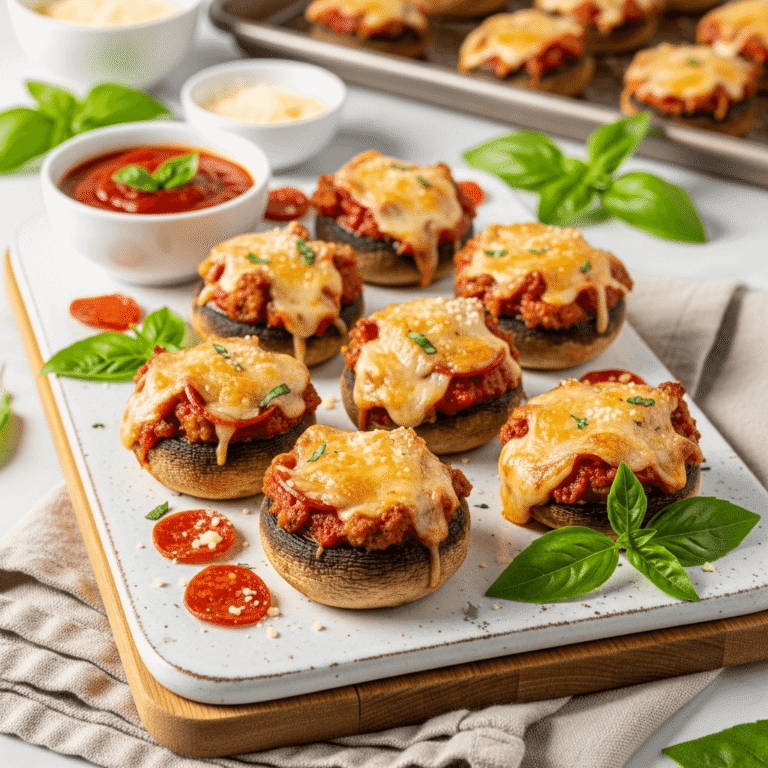 Pizza Stuffed Mushrooms (Easy Party Appetizer!)